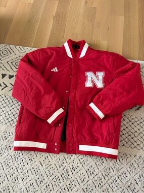 adidas Red Collegiate Bomber Jacket with White Trim